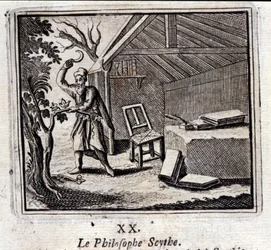Den filosoferende ljåen. Fabler av Jean de La Fontaine (1621-95). Illustrasjon av François Chauveau (1613-1676). Utgave av 1728.