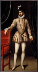 Portrett til fots av Charles IX (1550 - 1574) konge av Frankrike. Maleri av Francois Clouet (1515-1572)