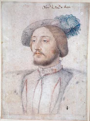 Portrett av Charles de Cosse, grev av Brissac, marskalk av Frankrike (1506-1563) (Cosse-Brissac). Tegning i blyant og blod av Francois Clouet (1515-1572). 1537. Conde Museum, Chantilly