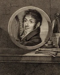 Portrett av harpisten og komponisten Jean-Aimé Vernier 1769-1840, ca. 1800.