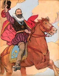 Kong Henrik IV (1553-1610) (kongen av Frankrike Henri IV) Illustrasjon av Francois Edouard Zier (1856-1924) i Our-glories-nationales”” 1920