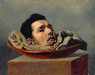 Guillotinert hode av en farsmorder som ble henrettet i Puy i 1825