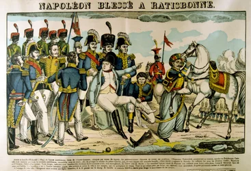 Napoleon skadet i Ratisbon, april 1809, c1835