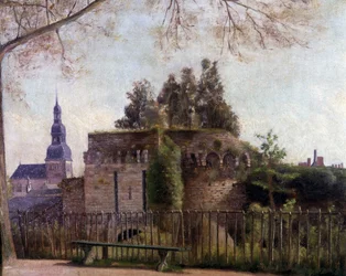 De "store grøftene" ved porten til St Malo i Dinan - av F. Gombeaux, sent på 1800-tallet