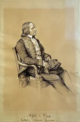 Portrett av Alfred de Vigny (1797 - 1863), fransk forfatter, dramatiker og poet. Tegning av Francois Joseph Heim (1787-1865)