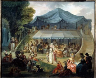 Fest på Colossee. Maleri av Francois Louis Joseph Watteau (1758-1823)