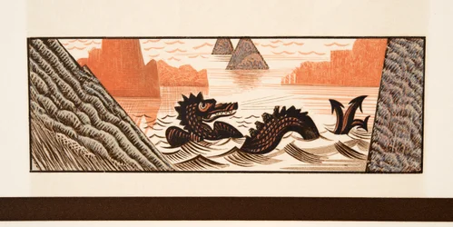 Grafisk illustrasjon fra Prometheus Enchained av Aeschylus, pub. 1941 (stensiltrykk)