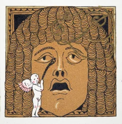 Nesen blir kilt av Cupid, fra Personages de Comedie, pub. 1922 (pochoir-trykk)