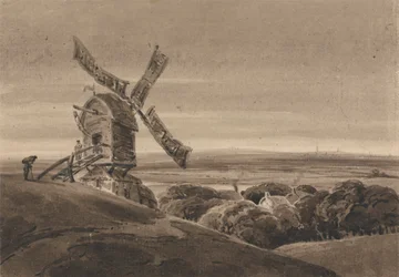 Landskap med vindmølle