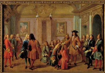 Første promotering av ridderne av Saint-Louis-ordenen av Ludvig XIV i Versailles 8. mai 1693 Maleri av Francois Marot (1666-1719) 1600-tallet Søn. 51 x 0,76 m.