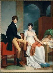 Grev Moritz Christian Fries og grevinne Maria Theresia Fries med barnet Moritz, født 1804 (olje på lerret)