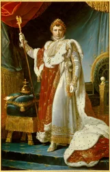 Helfigurportrett av Napoleon I i kroningsdrakt (1769-1821), franskmennenes keiser. 1805. Mål: 2,23 x 1,43 m. Versailles, slottsmuseet