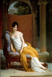 Portrett av Juliette Récamier, kalt Madame Récamier (1777-1849), hustru til Lettres française. Maleri av François Gérard (1770-1837), 1805, Sol. 2,25 x 1,48 m, Paris, Musée Carnavalet