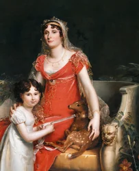 Portrett av prinsesse Elisa Bonaparte med datteren, detalj (olje på lerret)
