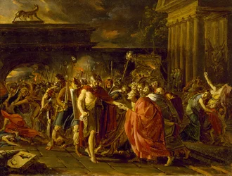Marius vender tilbake til Roma, 1789 (olje på papir montert på lerret)