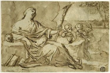 Magdalene i villmarken med to putti