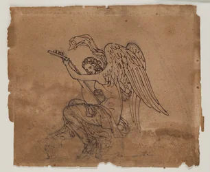 Allegorisk figur med lutt, ca. 1825 (blekk og kritt på papir)