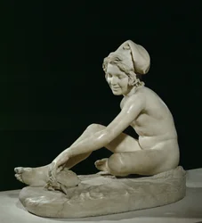 Napolitansk fiskergutt som leker med en skilpadde (skulptur)