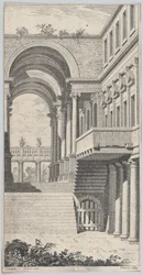 Arkitektonisk utsikt med en bue, 1740.