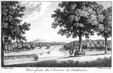 Utsikt fra terrassen ved Oatland, 1700-tallet.