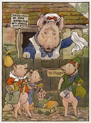 Illustrasjon for De tre små griser
