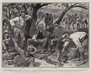 En beryktet Boer Tog-Wrecker og hans menn, Jack Hintons Commando nyter en hvil