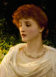 «Sylvia» Portrett av en ung kvinne fra det viktorianske engelske borgerskapet. Maleri av Frank Dicksee (1853–1928) Privat samling