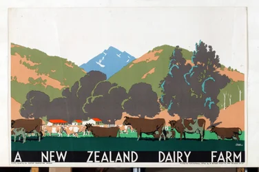 En New Zealand Dairy Farm, fra serien 'Buy New Zealand Produce' [6319386] (farge litho)