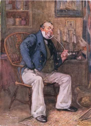 Kaptein Cuttle (Dombey and Sons) (fargelitografi)