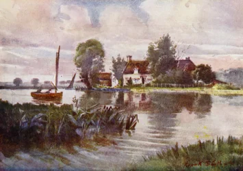Norfolk Broads: Horning Ferry (litho-farge)