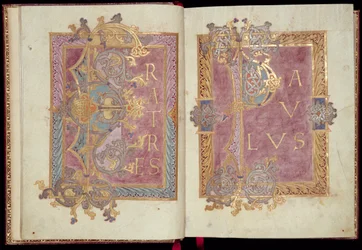 Ms McClean 30, ff. 2v-3r: Innledende sider innrammet med akantusblader, fra Reichenau-epistolariet, sent 10. århundre
