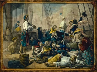 Pirater kledd i kvinneklær forsøker å lokke et handelsskip