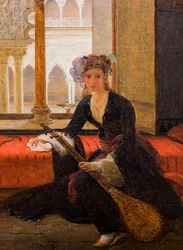 Sultana i et interiør (olje på lerret)