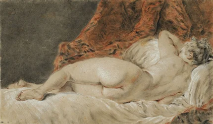 Liggende kvinne sett bakfra, kalt Søvnen, ca. 1720.