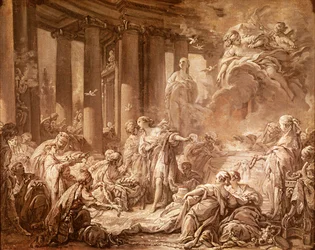 Psyche Receiving the Divine Honours (forberedende studie), ca. 1740 (oljemaleri på papir montert på lerret)