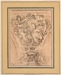 Spandrel-dekorasjon: Berømmelse og sannhet applauderer Louis XV