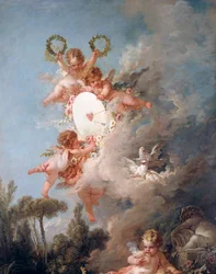 Engelen, detalj av Kjærlighetens mål. Maleri av François Boucher