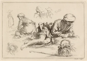 Figurstudier inkludert Reclining Boy