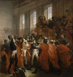 Napoleon Bonaparte i statskuppet av 18 Brumaire i Saint-Cloud.