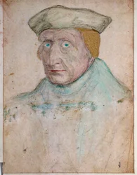 Portrett av Guillaume Bude (Budee) (Budaeus) (1467-1540), mester i den kongelige bokhandelen til Francois I i Fontainebleau Tegning av Francois Clouet (1475/1485-1540). 1535. Musee Conde, Chantilly