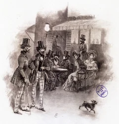 Illustrasjon av "" Profile of grisette""" ny som tilhører Receuil "" Mimi de Pinson"" av Alfred de Musset