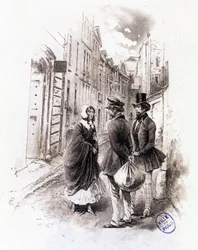 Illustrasjon av "" Profile of grisette""" ny som tilhører Receuil "" Mimi de Pinson"" av Alfred de Musset