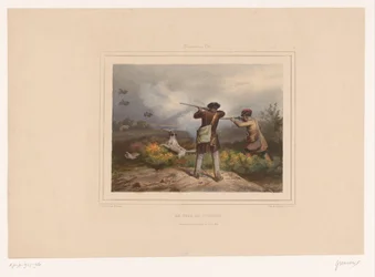 To jegere som skyter rapphøns Le jour de guignon (tittel på objekt) Jegere med våpen (serietittel) Chasses au Tir (serietittel på objekt)