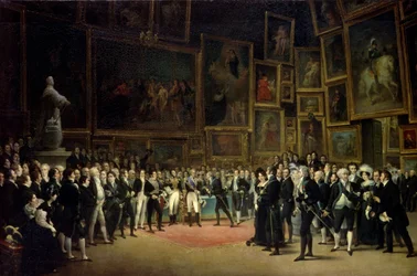 Charles X overrakte priser til kunstnerne på slutten av utstillingen i 1824