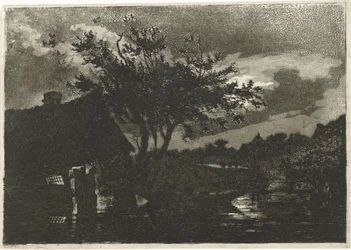 Elvelandskap med gård