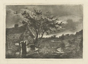 Elvelandskap med gård