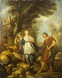 Jacob møter Rachel ved brønnen, ca 1720.