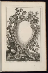 Patron med Putto Holdende trompeter, Book of irregular Cartridges
