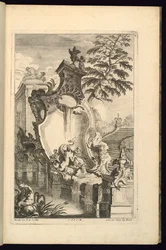 Design for fontene med Putto Riding a Dolphin