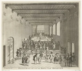 Court of Holland i møte, ca. 1700 Pleitrolle van den Hove fra Holland (tittel på objekt)